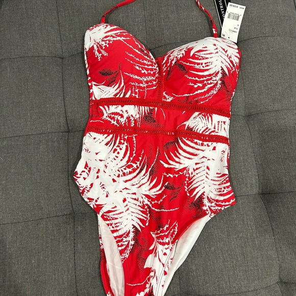 🇺🇸SALE🎈 LA BLANCA • Red and White One Piece Bathing Suit • size 6 - Picture 3 of 11